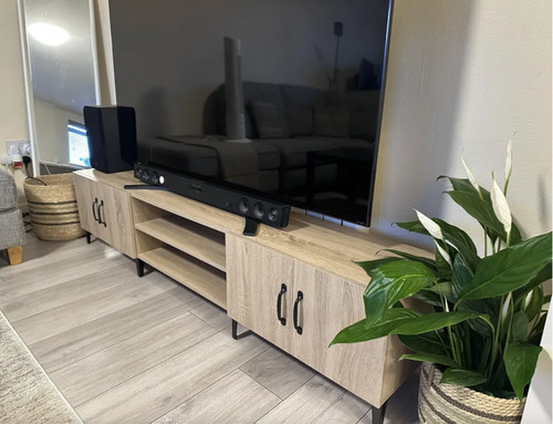 Large stand rustic oak - large,